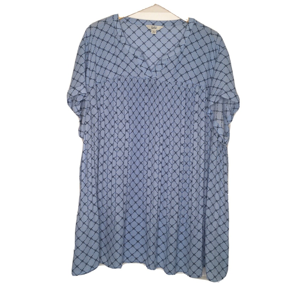 Croft & Barrow Womens Top Sz 3X Semi-Sheer Short Sleeve Accordion Front Pullover